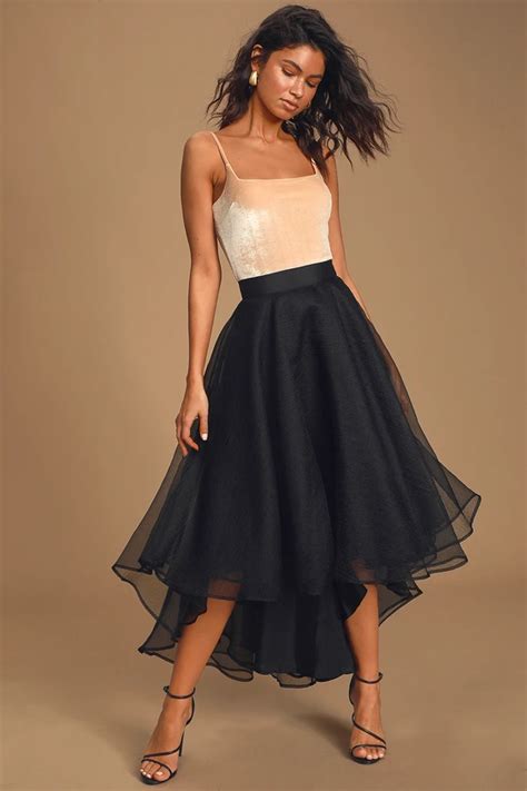 Organza dress with ruffle in Black for Women 